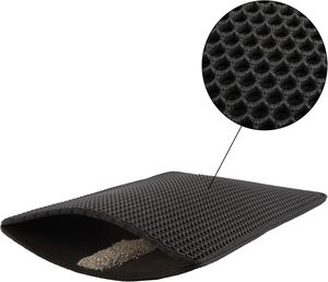 Waterproof Double-Layer PVC <b>Cat</b> Litter Trapper <b>Mats</b> 20L Inner Easy Cleaning Round Shape Floor Protection Black Customizable - Product Image 1