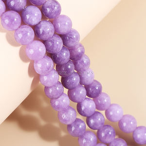 उच्च गुणवत्ता प्राकृतिक कैल्सेडनी बैंगनी सुलेमानी रत्न दौर ढीला मोती DIY कंगन हार गहने डिजाइन - Product Image 5