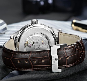 Montre mécanique automatique pour homme Fashion <span class=keywords><strong>Parnis</strong></span> 43 mm, boîtier en acier inoxydable, bracelet en cuir, verre saphir - Product Image 4