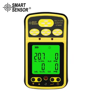 SMART SENSOR Gás Monitor 4 em 1 O2 LEL CO H2S Gás Detector Alarme Gás Analisador Recarregável com Função de Alarme Backlight ST8990