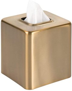 Modern Square Metal Paper Facial Tissue Box Cover Holder for Bathroom Vanity Countertops, Bedroom Dressers, Night Stands, Desks