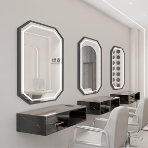 Espejo de Vanidad Moderno de Pared con Luz LED y Estante de Almacenamiento para Uso en Salón - Product Image 1