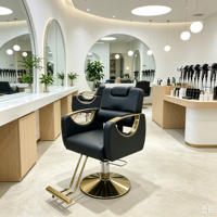 Fauteuil de Barbier Contemporain de Luxe avec Siège en Métal, Pompe Hydraulique, Cadre en Fer, Portable, Mobilier Commercial pour Salon
