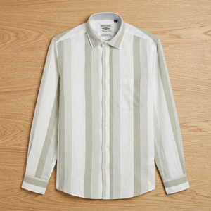 Camisa Casual a Rayas de Doble Botonadura para Hombre Enovate Logan, Manga Larga, Cuello Camisero, Transpirable, Tejido de Lino/Algodón, ODM, Verano - Product Image 3