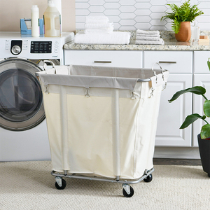 Custom OEM ODM High Capacity Canvas Laundry Hamper Rolling Laundry <b>Basket</b> with Removable Wash Bag Laundry <b>Basket</b> with Wheels - Product Image 6