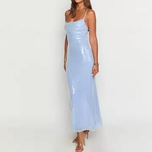 Vestido de Noche Elegante de Alta Calidad en Oferta, Vestido Ajustado con Lentejuelas Brillantes y Tirantes Finos para Mujer - Product Image 2