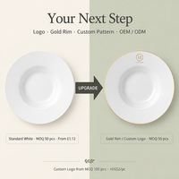 Nouvelle Assiette Ronde en Porcelaine Fine (Bone China) Blanc Pur de 8,5 Pouces pour Dîner, Soupe et Pâtes – Vaisselle de Service
