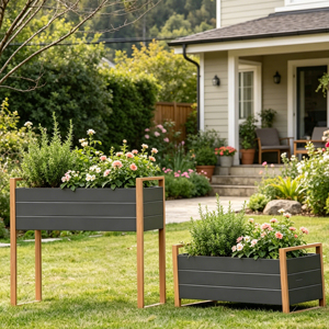 Galvanized Steel Powder Coated Tall Elevated Planter Box Wood <strong>Frame</strong> Rectangular <strong>Raised</strong> Garden <strong>Bed</strong> <strong>for</strong> Outdoor Use - Product Image 4