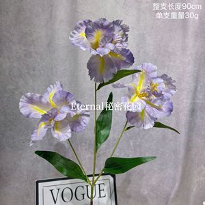 Flores Artificiales de Iris de Jardín de Monet, 3 Cabezas, Color Morado, Decoración Floral de Seda para Bodas y Hogar - Product Image 3