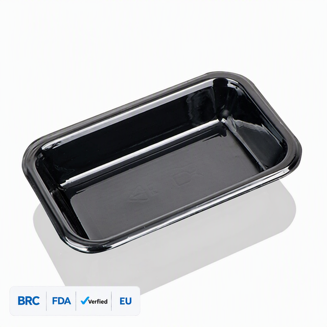 Hengmaster Black Plastic Microwaveable Oven Safe Cpet Bakery Airline Food Packaging Tray