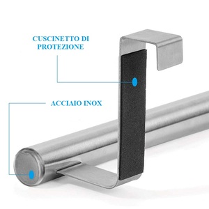 Porte-serviettes suspendu en acier inoxydable 23 cm, organisateur de barre pour porte d'armoire avec crochet - Product Image 3