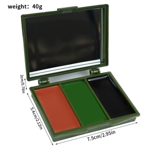 Boîte de maquillage camouflage 3 couleurs avec miroir pour le camping, les scouts et l'entraînement en plein air - Product Image 3