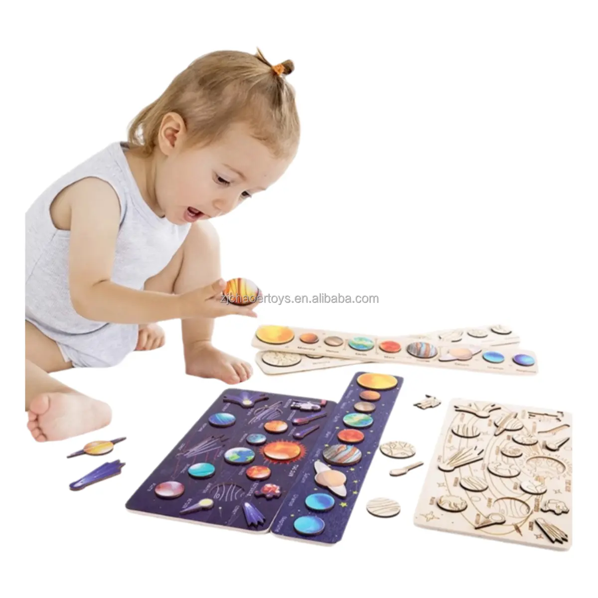 لعبة ألغاز للأطفال خشبية مونتيسوري على شكل الشمس والرض لعبة ألغاز للأطفال شكل لوحة متطابق للألعاب التعليمية