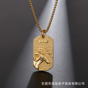 Collar de Acero Inoxidable con Signo del Zodiaco Europeo Americano, Colgante para Hombre de 60 cm, Amuleto de Constelación, Regalo - Product Image 5