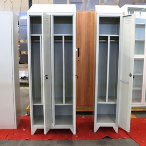 Armario metálico industrial de acero doble de 2 puertas con techo de pendiente simple, para ropa personalizada, almacenamiento en sala limpia y control de suciedad, con base - Product Image 2