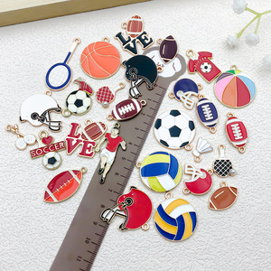 Accessoires de fabrication de bijoux fantaisie : Pendentifs en alliage émaillé (football, basketball, volleyball) pour porte-clés, bracelets et bijoux DIY - Product Image 4