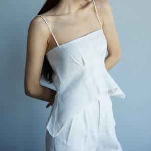 Conjuntos de Lino OEM para Mujer, 2 Piezas, Blusa de Lino Elegante con Hombros Descubiertos, Atuendo Femenino - Product Image 2