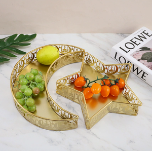 DAMAI 2026 Nuevo Plato de Frutas para Ramadán, Decoración para el Hogar, Adorno para Eid Mubarak, Bandeja de Hierro con Diseño de Luna y Estrella para Aperitivos, Decoración para Ramadán - Product Image 2