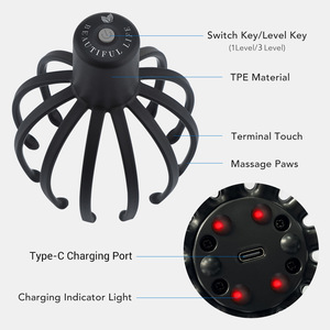 Electric <b>Massager</b> <b>Scalp</b> Kneading Massage Device Octopus Shaped 8 Claw Electric Head <b>Massager</b> Portable Home Use Head Relaxation - Product Image 5