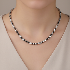 سلسلة عنق فضية عيار 925 على طراز الهيب هوب، قلادة رجالية عصرية بتصميم حبل مجدول، هدية مجوهرات - Product Image 2