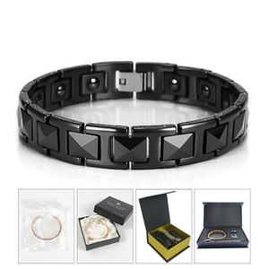 Logo personnalisé japonais céramique magnétique acier inoxydable bracelet mode bijoux chaîne <span class=keywords><strong>manchette</strong></span> bracelets pour hommes cadeau - Product Image 5