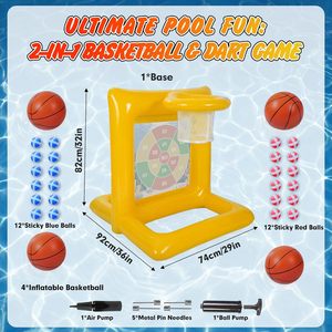 ชุดเกมบาสเก็ตบอลและกระดานปาเป้าแบบเป่าลม 2-in-1 พร้อมฐานเติมน้ำได้ - Product Image 3