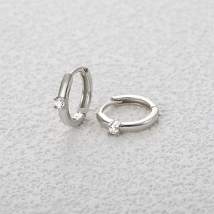 Boucles d'oreilles CANNER 2023 S925 en argent sterling avec un seul diamant moissanite, lisses, pour femmes, pour mariage ou soirée, plaquées or 18 carats - Product Image 5