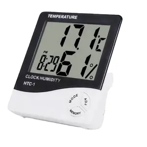 داخلي غرفة LCD الإلكترونية درجة الحرارة مقياس الرطوبة الرقمية ميزان الحرارة رطوبة الطقس محطة ساعة تنبيه HTC-1