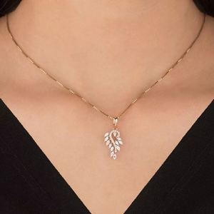 Elegante Collar con Colgante de Diamante Cultivado en Laboratorio con Diseño de Hoja, Joyería de Diamantes de Lujo Inspirada en la Naturaleza para Mujer - Product Image 3