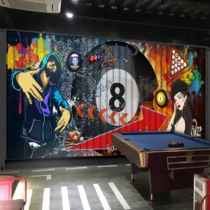 3D creative billiard room decoration background wallpaper billiard hall decoration mural snooker entertainment hall