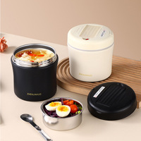Boîte à lunch minimaliste en acier inoxydable 304 à isolation sous vide multicouche 1,2 L/1,5 L, à un seul niveau, portable pour étudiants et bureau