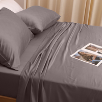 Parure de draps HFW de luxe en bambou soyeux, avec coutures solides, rafraîchissante, anti-acariens, teinte, sur mesure, 4 pièces