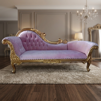 Sillón Chaise Longue Antiguo para Bodas, Muebles de Exportación de Indonesia, Sillas de Salón de Terciopelo Rosa de Calidad