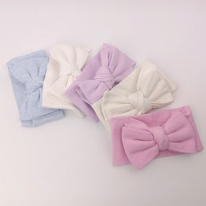Paleo <span class=keywords><strong>Baby</strong></span> Strick-Stirnband Unifarben Weich 100% Baumwolle Süßes Neugeborenen Haarband mit Großer Schleife Elastisch für Babys Kinder Mädchen - Product Image 4