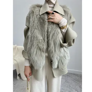 New Fur Vest Women's Elegant And Luxurious Genuine Fur Vest Pure Wool Jacket Two-piece Women's Top Set