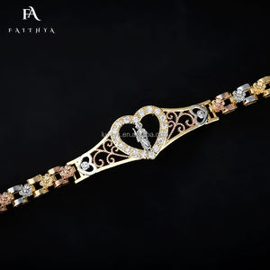 FB0037 personnalisé 14K or laminé Pulsera De Piesmal De Ojo Zircon Designer San <span class=keywords><strong>Judas</strong></span> Tadeo coeur Bracelet charmes - Product Image 5