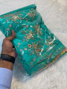 ผ้าส่าหรีผ้าไหมแฟนซีผ้าส่าหรีสำหรับโอกาสพิเศษส่าหรีงานแต่งงานดีไซน์ใหม่ล่าสุด - Product Image 6