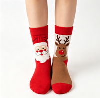 Chaussettes en coton respirant et anti-humidité, motif bonhomme de neige, imprimé dessin animé mignon, chaussettes mi-mollet, vente en gros, personnalisation OEM disponible