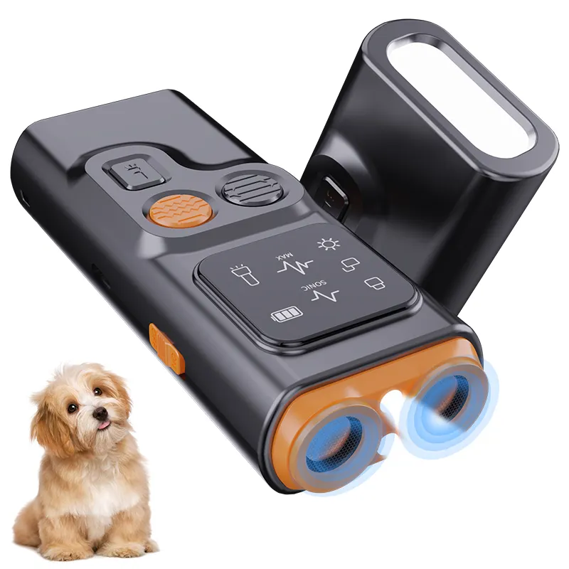 Dog Repeller USB Rechargeable Anti barking Non-Irritating Ultrasonic Dog Repeller With Flashlight For Multi-Breed Dogs