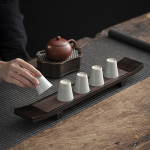 Rectangular Solid Wood Cup Holder Storage Rack Multi Functional Tea Ceremony Accessory Home Use Zen Inspired Dry Brewing Tray - Product Image 5