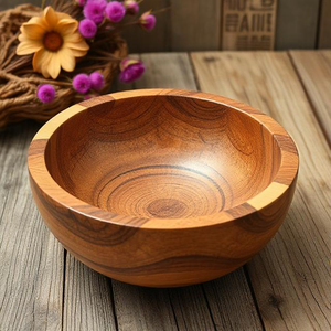 Tazón de Madera Moderno Hecho a Mano, Acabado Pulido Suave, Duradero y Ligero, para Servir Ensaladas, Bocadillos, Uso en el Hogar y Restaurantes RMW - Product Image 4