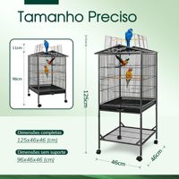 Cage à oiseaux moderne à toit ouvert avec support à roulettes, étagère de rangement à 2 niveaux en fil de fer robuste et roues à 360 degrés pour perroquets à longue tenue