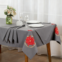 Ensemble de nappe de table carrée moderne brodée YOBAI 7 pièces 100% polyester, 6 serviettes lavables tendance, taille personnalisée CN
