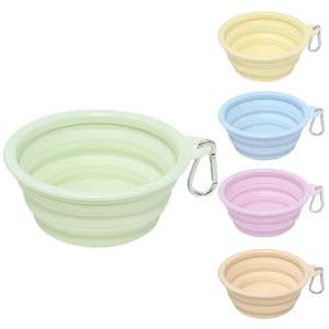 <b>Portable</b> Modern Solid Collapsible Silicone Pet <b>Bowls</b> Feeders Anti Slip Custom Logo for <b>Dogs</b> Walking Drinking Outdoor - Product Image 1