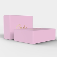 Boîte en carton rigide ondulé personnalisée, biodégradable, rose, colorée, avec logo estampé à chaud, pour l'emballage alimentaire, sushis, gâteaux, desserts, à emporter