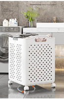 Chariot pliable en plastique de différentes capacités, au design moderne, pour la maison, la salle de bain, les vêtements sales, panier de rangement pliable sale de grande capacité