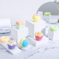 Bombe de bain moussante naturelle vegan à la crème glacée, marque privée, vente de bombes de bain, emballage personnalisé, boîte cadeau pour bombe de bain