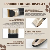 Tondeuse à poils pour animaux de compagnie, kit de toilettage pour animaux de compagnie avec tondeuse sans fil à faible bruit, lames en céramique dorées en titane, rasoir pour chiens et chats