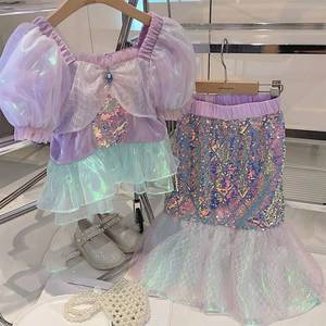 MS Gran Oferta Disfraces de 2 Piezas para Niñas, Regalo de Cumpleaños de Carnaval, Ropa de Fantasía con Lentejuelas de Princesa, Traje de Sirena para Niñas - Product Image 2