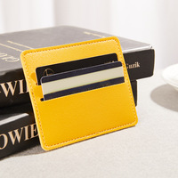Dompet kulit Saffiano warna-warni tempat kartu kulit PU kustom stempel cetak Logo timbul tempat kartu nama kredit